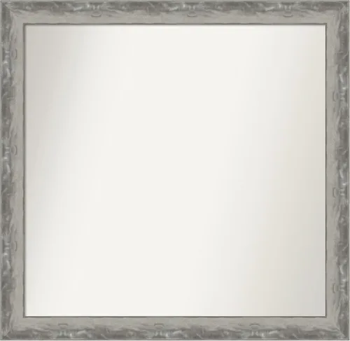Vista 543 de Amanti Art Espejo de baño plateado para sobre el fregadero, 24 x 24 pulgadas, espejo cuadrado de peltre forjado a medida, marco de madera casual
