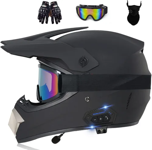 Vista 9 de Casco de motocross Bluetooth para adultos, casco de motocross, aprobado por DOT/ECE, perfecto para motocicletas de motocross, motos de cross, ATV
