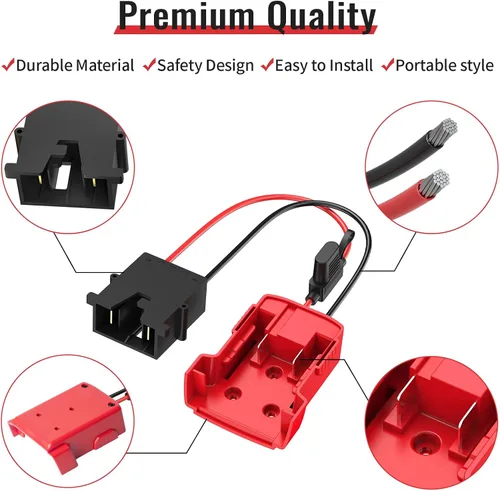 Vista 2 de Kzreect - Adaptador de rueda eléctrica compatible con batería Milwaukee de 18 V Connector Compatible with Fisher Price 12V Cars, 12AWG Wire, 40A