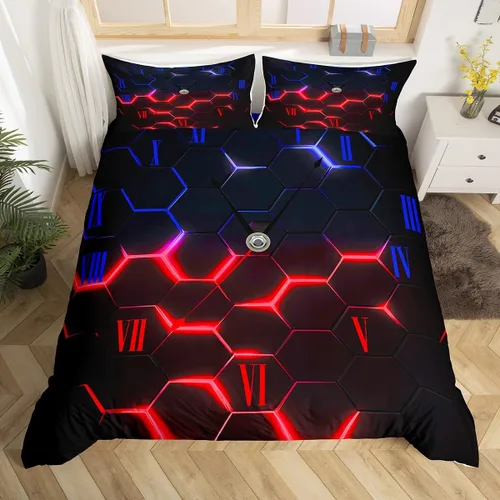 Vista 6 de Juego de funda de edredón con lazo de dibujos animados para niñas, tamaño individual, juegos de ropa de cama de princesa con lazo para niños, 2 Azul