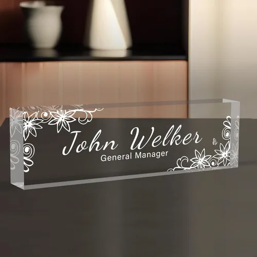 Vista 28 de Placa de identificación acrílica personalizada para escritorio, personalizar decoración de oficina B-Glass