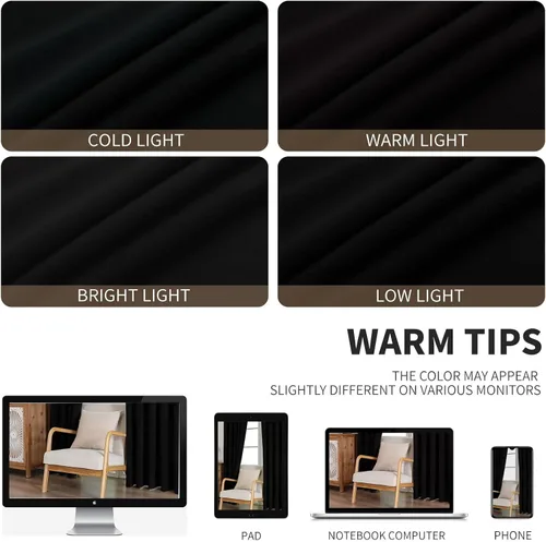 Vista 5 de CUCRAF Cortinas opacas de terciopelo negro de 63 pulgadas de largo, con aislamiento térmico, reducción de ruido, bolsillo para barra, cortinas