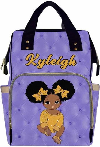 Vista 15 de Newcos Bolsa de pañales personalizada con estampado de corona con nombre personalizado de África negra para mujer, bolsa de pañales de viaje casual