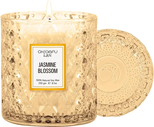 Vista 12 de Chloefu LAN Vela Perfumada Premium con Aroma a Gardenia para Hombres y Mujeres, Altamente Perfumada, 7.1 onzas 45 Horas de Larga Duración, Velas