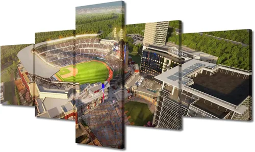 Vista 23 de Busch Stadium Baseball Home Decor St. Louis, Missouri Cityscape - Pósteres e impresiones artísticas de pared de 5 piezas de estadios de béisbol