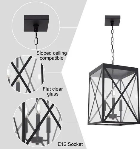 Vista 10 de MELUCEE Lámpara de araña de 3 luces para exteriores, lámpara colgante