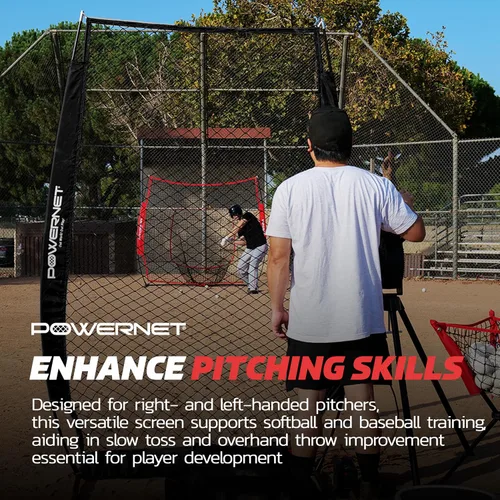 Vista 4 de PowerNet Baseball Training Equipment Baseball Net, Portable Softball Batting Practice Pitching Screen, 7-FT I-Screen or A-Frame Pitching Net
