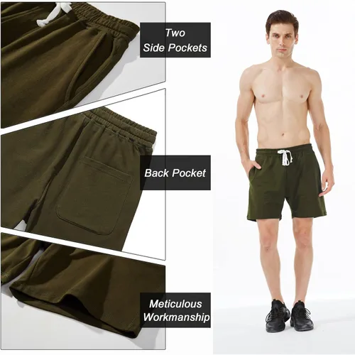 Vista 3 de Arloesi Mens 5.5" Athletic Gym Shorts Cotton Jogger Sweat Shorts with Pockets