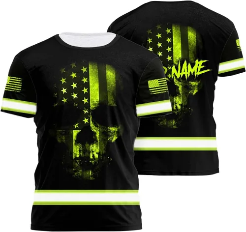 Vista 23 de Camisa de alta visibilidad para hombre, camisas de seguridad reflectantes con nombre personalizado para patriota, patriótico, veterano, militar