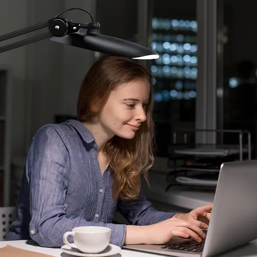Vista 7 de Lámpara de escritorio LED de 20 pulgadas con abrazadera, luz de uñas ajustable CCT de 24 W regulable para escritorio, 120 LED de brazo giratorio
