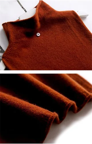 Vista 6 de Suéteres sin mangas de punto para mujer, cuello alto, sueltos