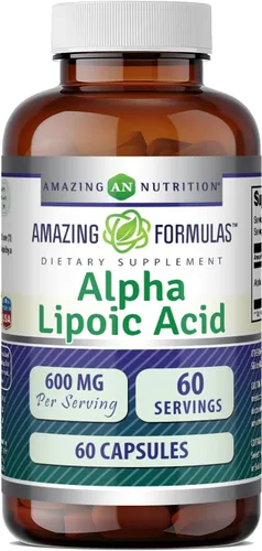 Vista 6 de Amazing Formulas - Ácido alfa lipoico Suplemento de 600 mg por porción, cápsulas, sin OMG, sin gluten, fabricado en Estados Unidos