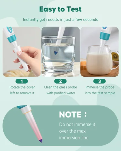 Vista 2 de Pawfly Medidor de pH digital para alimentos Probador de pH de alta precisión para masa madre y pan, medidor de pH de alimentos para fermentación