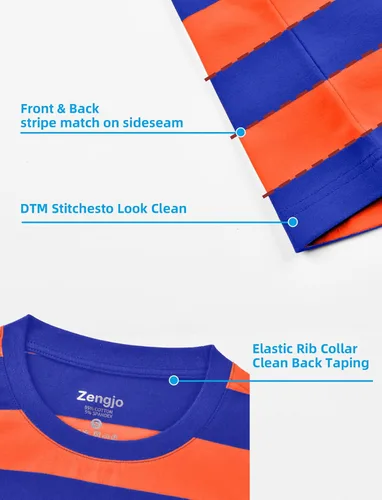 Vista 5 de Zengjo - Camiseta de manga corta a rayas para hombre