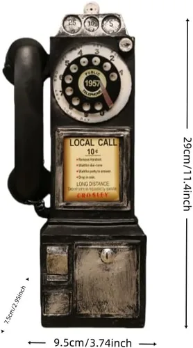 Vista 2 de Teléfono antiguo - Esfera giratoria modelo de teléfono fijo vintage resina accesorios de teléfono 2.95 pulgadas de largo x 3.74 pulgadas de ancho x