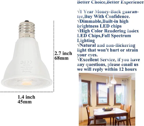 Vista 3 de Taysing Bombilla LED R14 regulable de 5 W tipo R, 450 lúmenes, mini bombilla reflectora E17, bombilla de base intermedia utilizada para lámpara