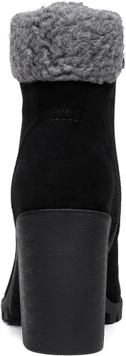 Vista 5 de DREAM PAIRS Botas con cordones para mujer, tacón alto grueso, botines