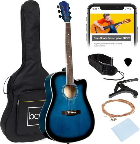Vista 16 de Best Choice Products Guitarra Acústica para Principiantes de 41 Pulgadas, Tamaño Completo, Toda de Madera con Cutaway, Juego de Inicio con Funda