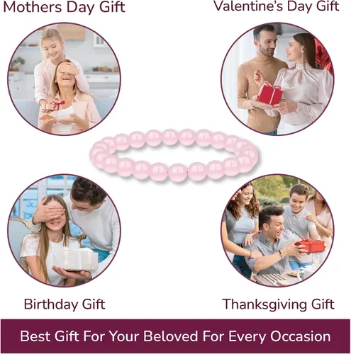 Vista 6 de Crystal Vibe Pulseras de cuentas de 0.315 in para mujeres y hombres, pulseras de cristal con piedras preciosas naturales, tamaño elástico ajustable