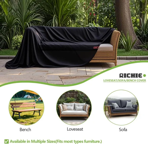 Vista 7 de RICHIE Funda de sofá biplaza para patio, funda impermeable para sofá de 2 plazas para exteriores, con ventilación de aire, resistente a los rayos