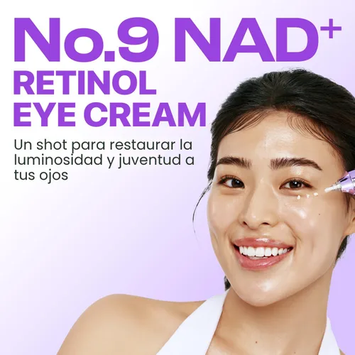 Vista 2 de numbuzin No.9 NAD+ Retinol Crema de ojos, Suero de ojos desinflamante y reafirmante para ojeras, arrugas y líneas finas, Péptidos y Niacinamida