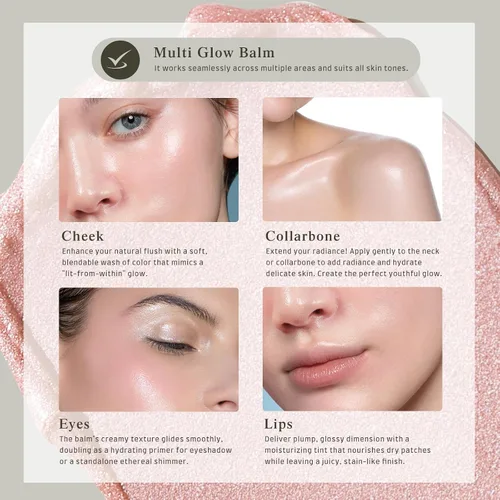 Vista 6 de bayfree Bálsamo Multi Glow, Rubor en Crema para Mejillas, Bálsamo de Rubor para Maquillaje Facial, Acabado Radiante, Hidratante, Cremoso, Ligero
