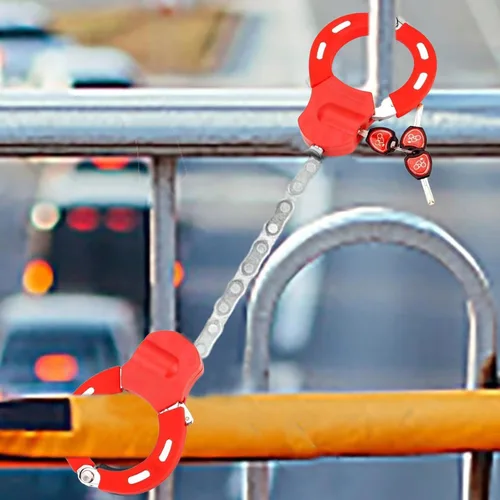 Vista 3 de Cadena de bloqueo para esposas de motocicleta con llave para scooter eléctrico resistente antirrobo, bicicletas scooters