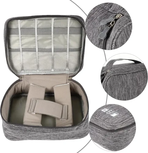 Vista 8 de Bolsa organizadora de cables de viaje portátil, estuche de almacenamiento electrónico compacto para auriculares, cargadores, cables de datos