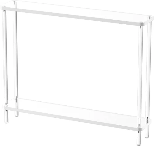 Vista 8 de Mesa consola estrecha de acrílico para entrada, 7.6 pulgadas de profundidad x 39.4 pulgadas de ancho x 31.5 pulgadas de alto, patas cilíndricas