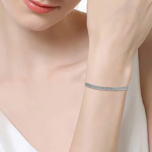 Vista 4 de KUNSIR Pulsera de joyería con dijes de clip de reflejos pulsera de joyería de plata de ley 925 regalo para mujer