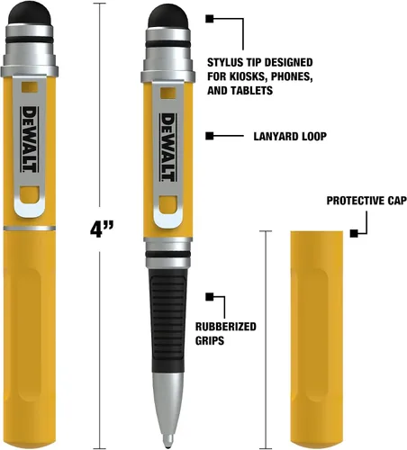 Vista 2 de DEWALT Lápiz de bolsillo mini resistente 3 en 1, lápices táctiles para iPad, lápices táctiles EDC, bolígrafo con punta táctil, punta de teclado