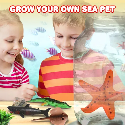 Vista 7 de ArtCreativity Animales marinos en crecimiento, 6 criaturas marinas que se expanden en el agua, crece 6 veces más grande, increíble juguete sensorial