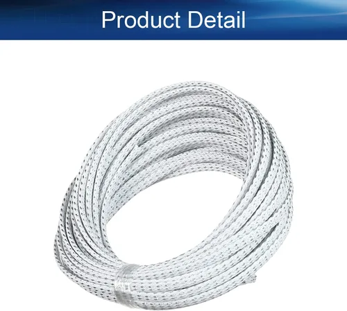 Vista 4 de Bettomshin 1 funda de organización de cables de 32.8 pies (32.8 ft), protector de cable PET plateado y blanco, protector de cable PET plateado