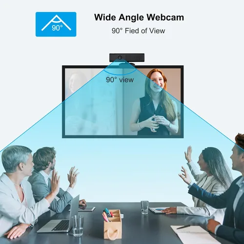 Vista 6 de Cámara web completa 1080P HD 3 en 1: cámara y altavoz para computadora de escritorio con 4 micrófonos incorporados, cámara web USB externa