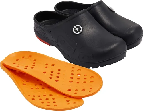 Vista 7 de YUNGPRIME Zapatos antideslizantes para hombre y mujer, zuecos de jardín, zapatos de enfermera y chef