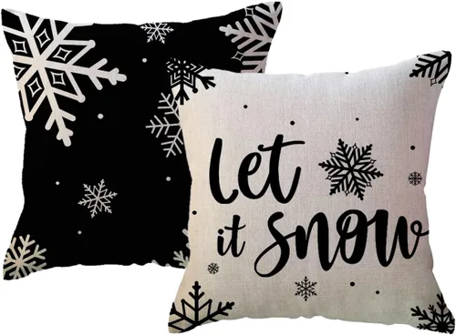 Vista 7 de ULOVE LOVE YOURSELF Juego de 2 fundas de cojín decorativas para invierno, decoraciones navideñas de estilo campestre, cojines decorativos de copo