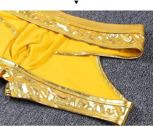 Vista 4 de Calzoncillos bóxer metálicos brillantes para hombre, ropa interior sin fondo