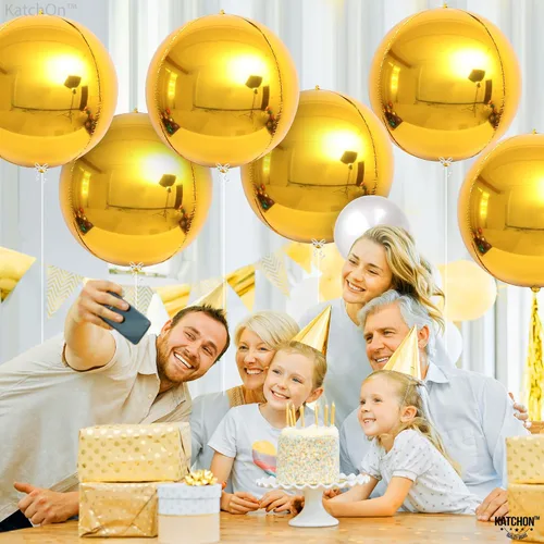 Vista 8 de KatchOn, Globo grande de aluminio dorado de 22 pulgadas, paquete de 6, globos gigantes negros metálicos, 22 pulgadas, paquete de 6, globos de Mylar
