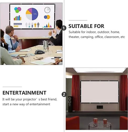 Vista 9 de Kisangel Foldable Portable Projector Screen for Indoor Office Use Lightweight Polyester Movie Projection Screen for Home Theater and Outdoor
