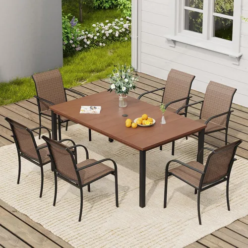Vista 30 de VICLLAX Juego de 2 sillas de patio pequeñas para exteriores, juego de sillas apilables para patio y mesa de comedor cuadrada para porche delantero