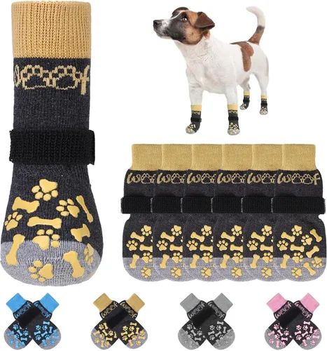 Vista 12 de KOOLTAIL Calcetines antideslizantes para perros para pavimento caliente/frío para evitar lamer patas, botas de perro y protector de patas