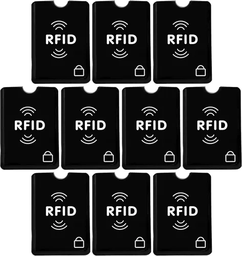Vista 16 de SaiTech IT Juego de 10 fundas de bloqueo RFID, la mejor manera de proteger tus tarjetas del robo electrónico, diseño duradero, ligero y compacto
