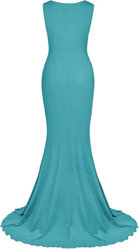 Vista 3 de Vivinew Vestido de maternidad sin mangas con lazo en la cintura elegante vestido maxi ajustado de sirena para sesión de fotos