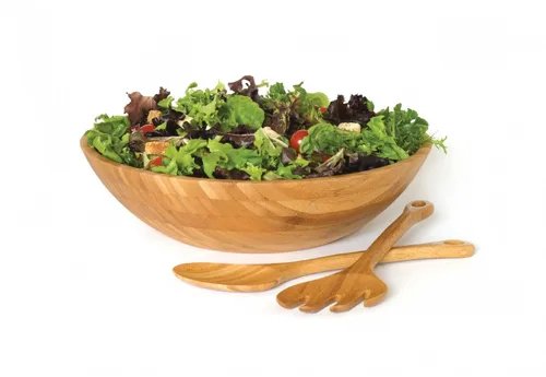 Vista 7 de Lipper International Ensaladera de madera de bambú, pequeño, 7 pulgadas de diámetro x 2.25 pulgadas de alto, tazón individual