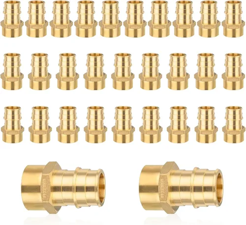 Vista 12 de Paquete de 5 adaptadores NPT roscados hembra Seelink PEX-A de 1/2" x 1/2" Colocaciones de expansión de latón PEX-A, ASTM F1960 (PEX1960026-5)