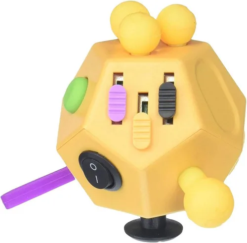 Vista 8 de Juguetes de Cubo de 12 Lados, Cubo de Juguetes Fidget Alivia el Estrés y la Ansiedad para Niños y Adultos con TDA, TOC, TDAH, Autismo (Negro / B2)