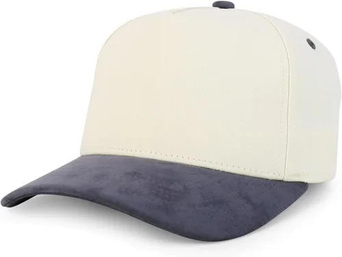 Vista 13 de Trendy Apparel Shop Gorra de béisbol combinada de 5 paneles de algodón y gamuza Piedra real