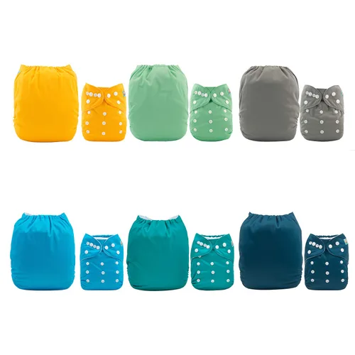 Vista 2 de ALVABABY Pañales de tela para bebé, talla única, ajustable, lavable, reutilizable para bebés y niños, paquete de 6 con 12 inserciones 6BM101