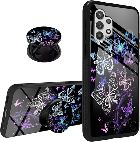 Vista 9 de Funda para Samsung Galaxy A32 5G agarre de teléfono con soporte extensible soporte soporte soporte, TPU suave parachoques a prueba de golpes