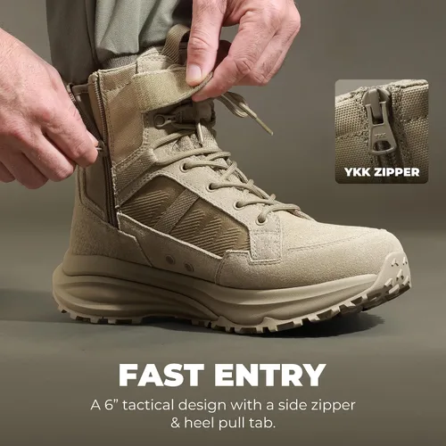 Vista 8 de NORTIV 8 Botas de combate tácticas ligeras para hombre Arena